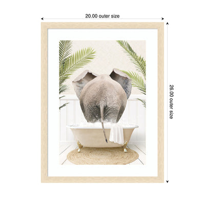 Elephant Back in Palm Bathtub by Amy Peterson Framed Wall Art Print