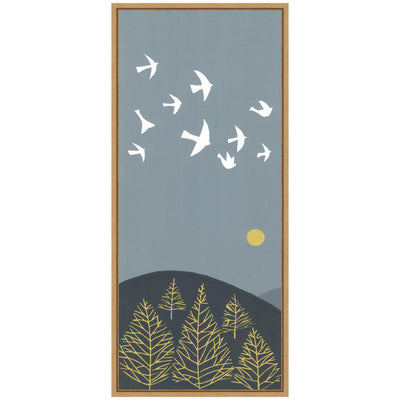 Sylvie Hilltop Flight Linocut Bird Framed Canvas by Giuliana Lazzerini