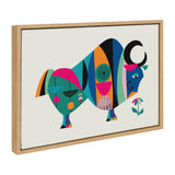 Sylvie MCM Ox framed canvas art showing a colorful mid-century stylized ox by Rachel Lee