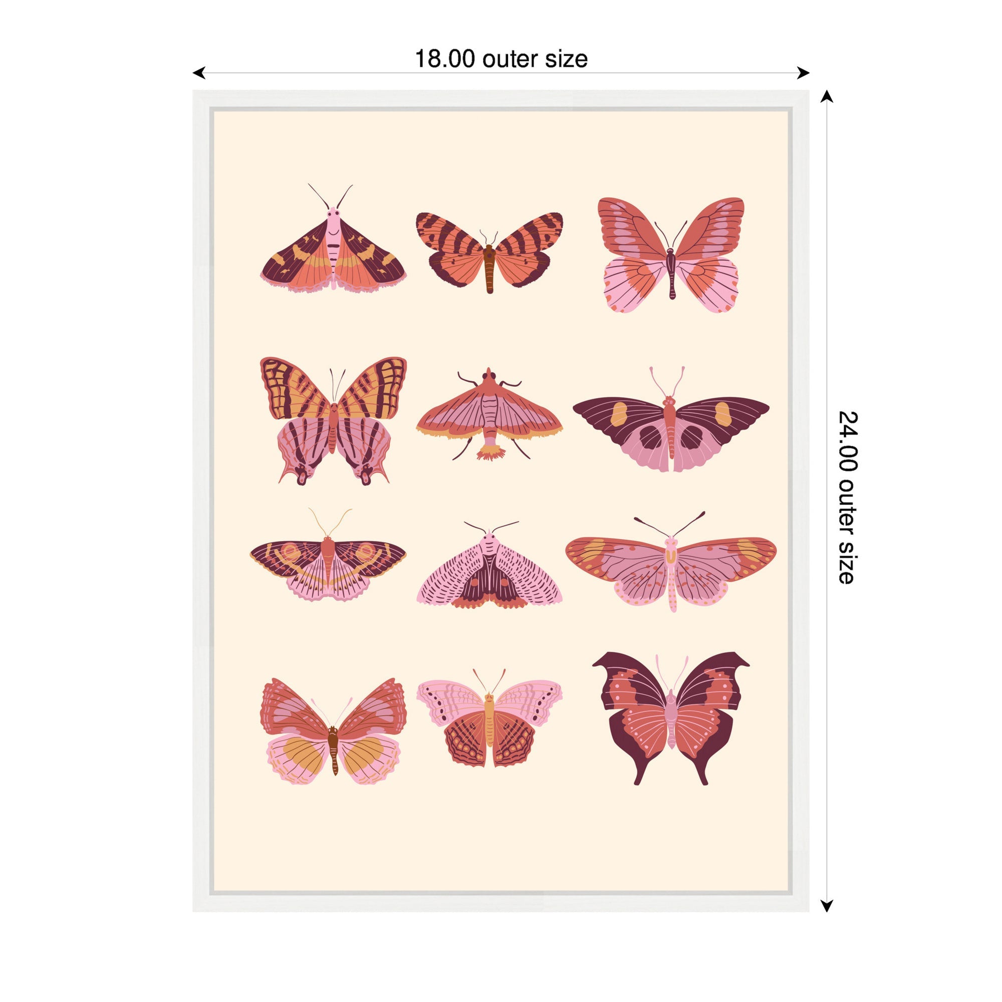 Sylvie Vintage Retro Boho Butterflies Framed Canvas by Honey Island Studio