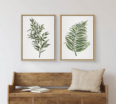 Sylvie Green Fern and Ruscus Framed Canvas Art Set by Patricia Shaw