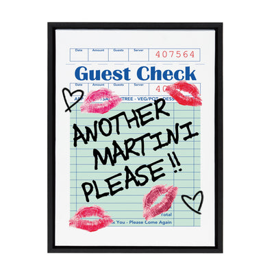 Sylvie Another Martini Guest Check Framed Canvas by Alli Standefer