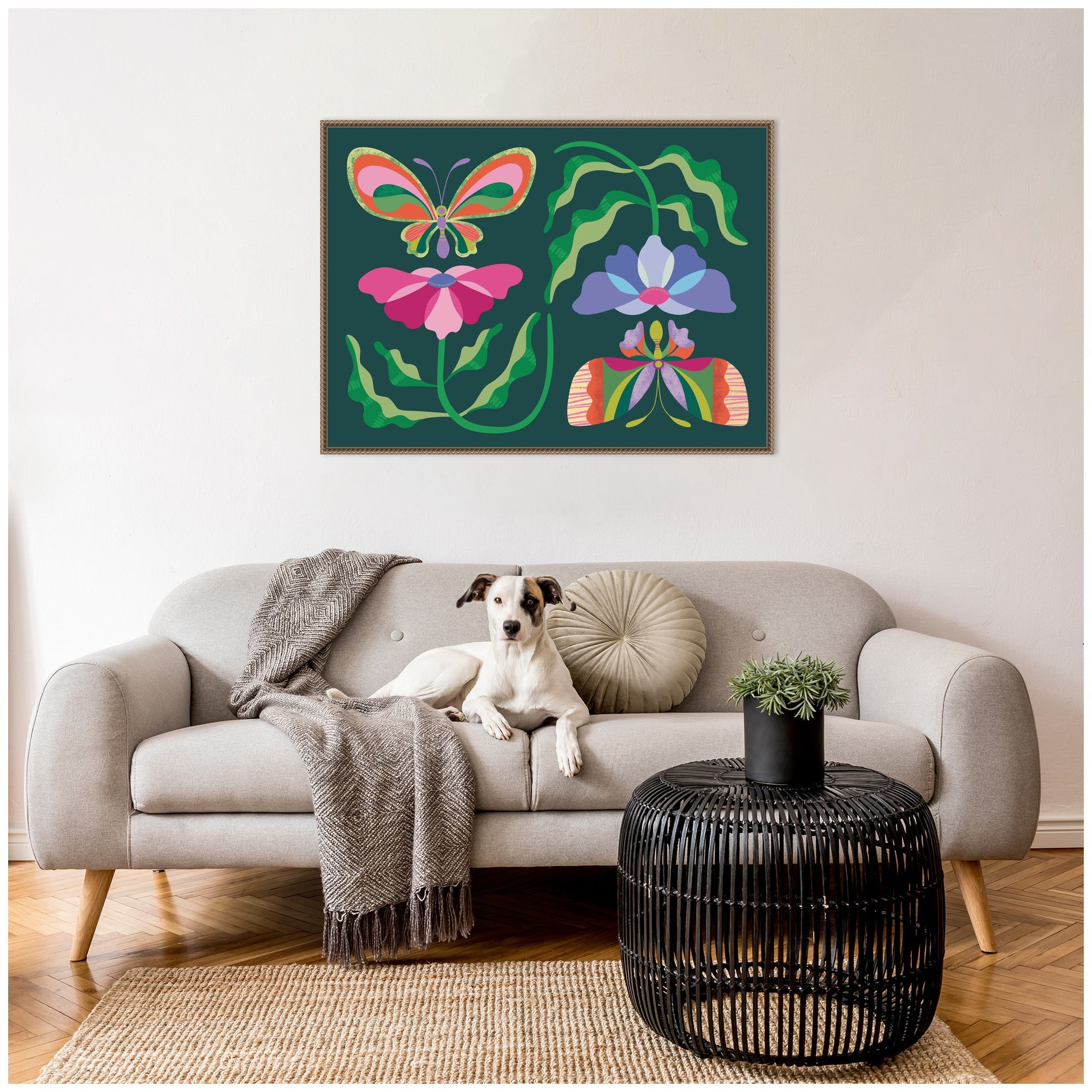 Floral Butterflies by Rachel Lee Framed Canvas Wall Art Print