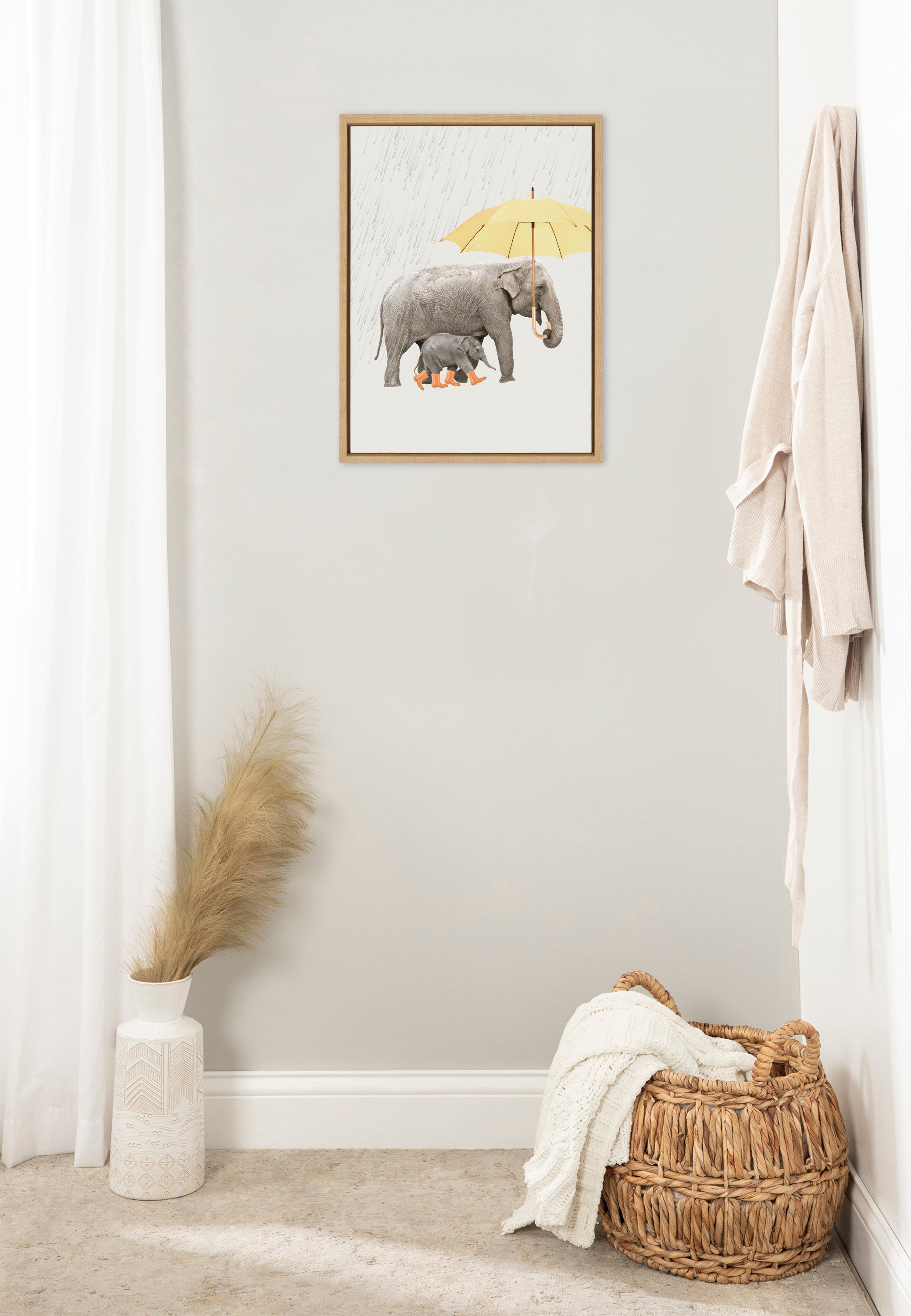 Sylvie Under the Rain Framed Canvas by July Art Prints