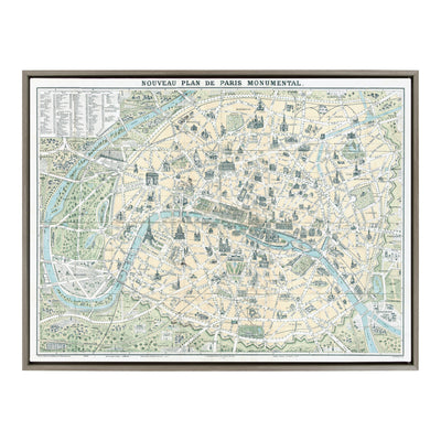 Sylvie Nouveau Plan De Paris Monumental Map Framed Canvas by kateandlaurel - product image 9 for Resin Society