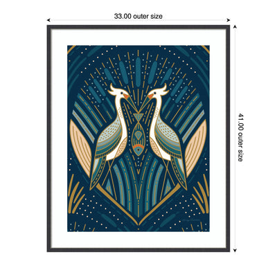 Framed Art Art Deco Herons Blue by Carey Copeland