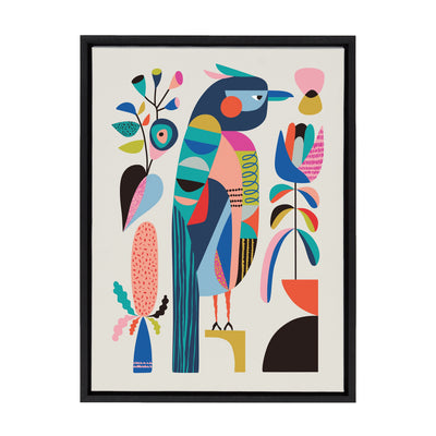Sylvie Mid Century Modern Kookaburra Framed Canvas