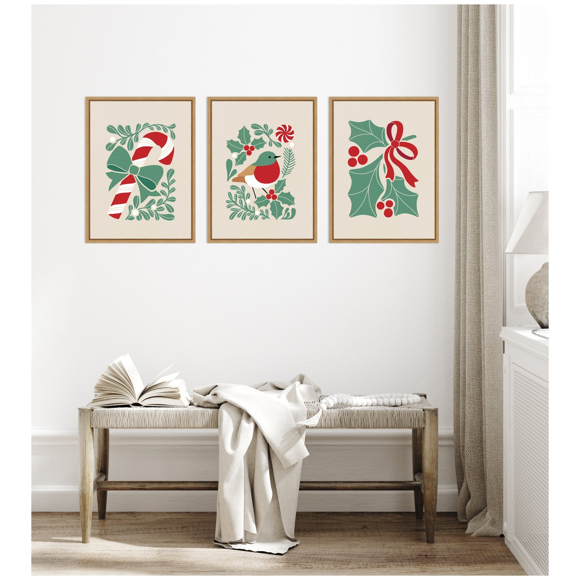 Sylvie Christmas Icons - 3 Piece Framed Canvas Art Set by Dominique Vari