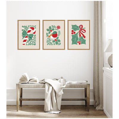 Sylvie Christmas Icons - 3 Piece Framed Canvas Art Set by Dominique Vari