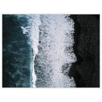 Sylvie Ocean Waves on the Black Beach in Iceland Framed Canvas by Michael Schauer