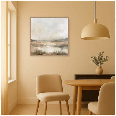 Neutral Abstract Landscape by The Creative Bunch Studio Framed Canvas Wall Art Print