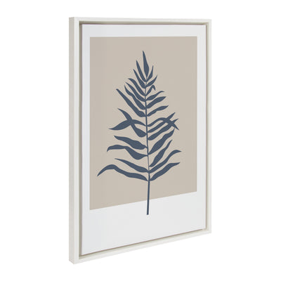 Sylvie Muted Tan and Blue Colorblock Botanical Fern Framed Canvas by kateandlaurel - main product image for Resin Society