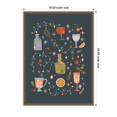 Sylvie Beaded Holiday Cocktails Framed Canvas by Nikita Jariwala
