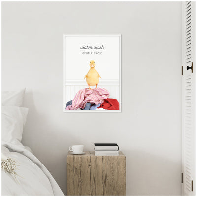Sylvie Ducky Warm Wash Gentle Cycle Laundry Framed Canvas by Amy Peterson