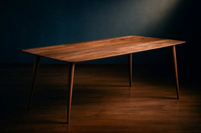 Edge glued solid hardwood dining table with natural wood grain and smooth surface