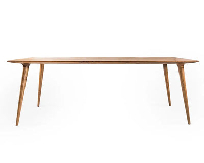 Edge glued solid hardwood dining table with natural wood grain and smooth surface