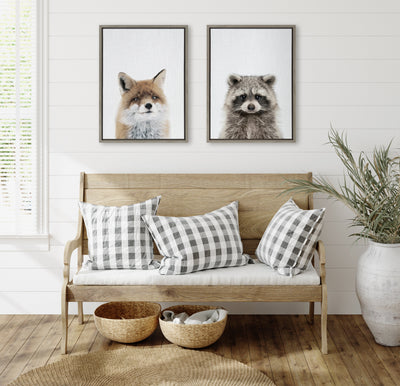 Sylvie Raccoon Color Framed Canvas by kateandlaurel - product image 11 for Resin Society
