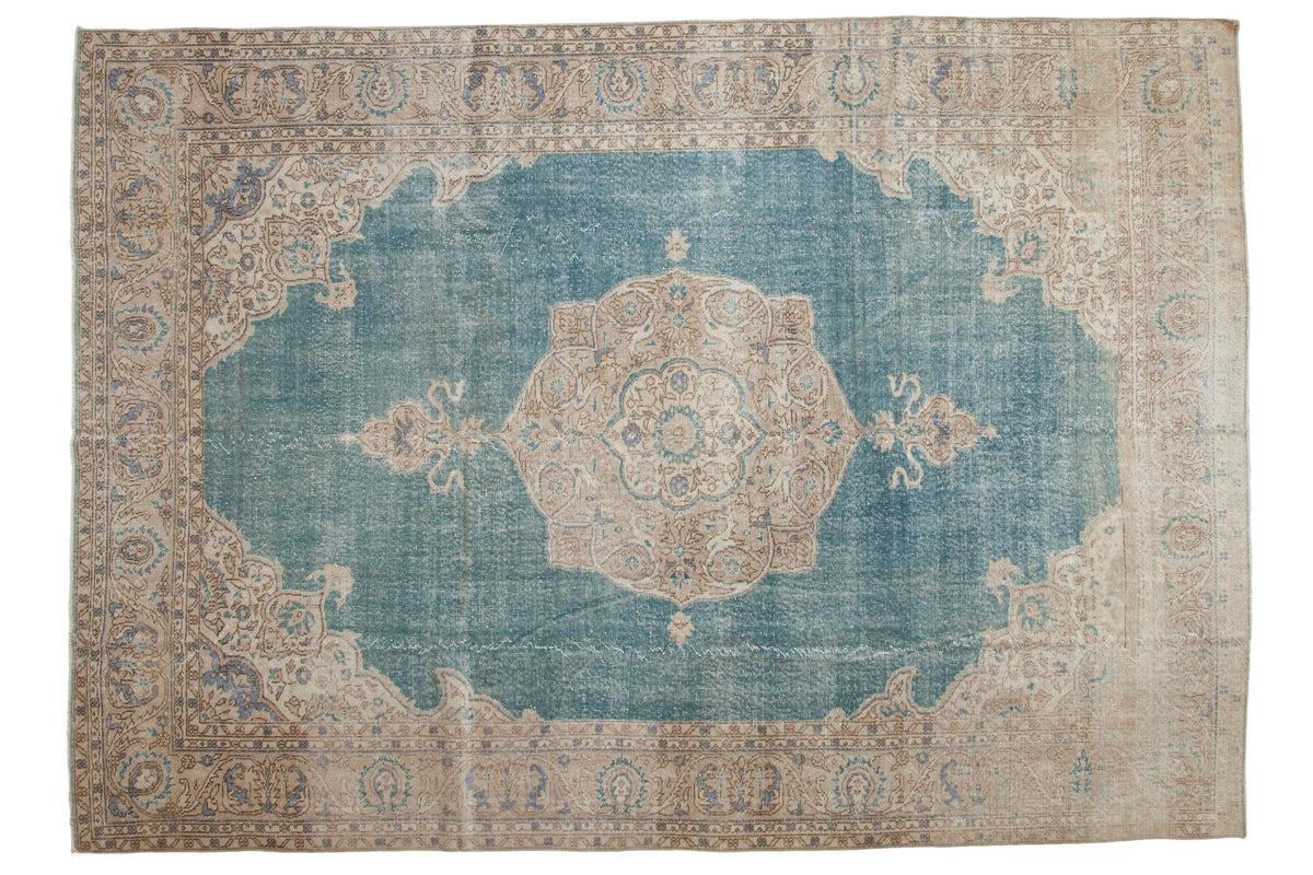 RESERVED 8x12 Vintage Distressed Sivas Carpet with roundel center medallion and sky blue, beige, ivory, powder blue colors