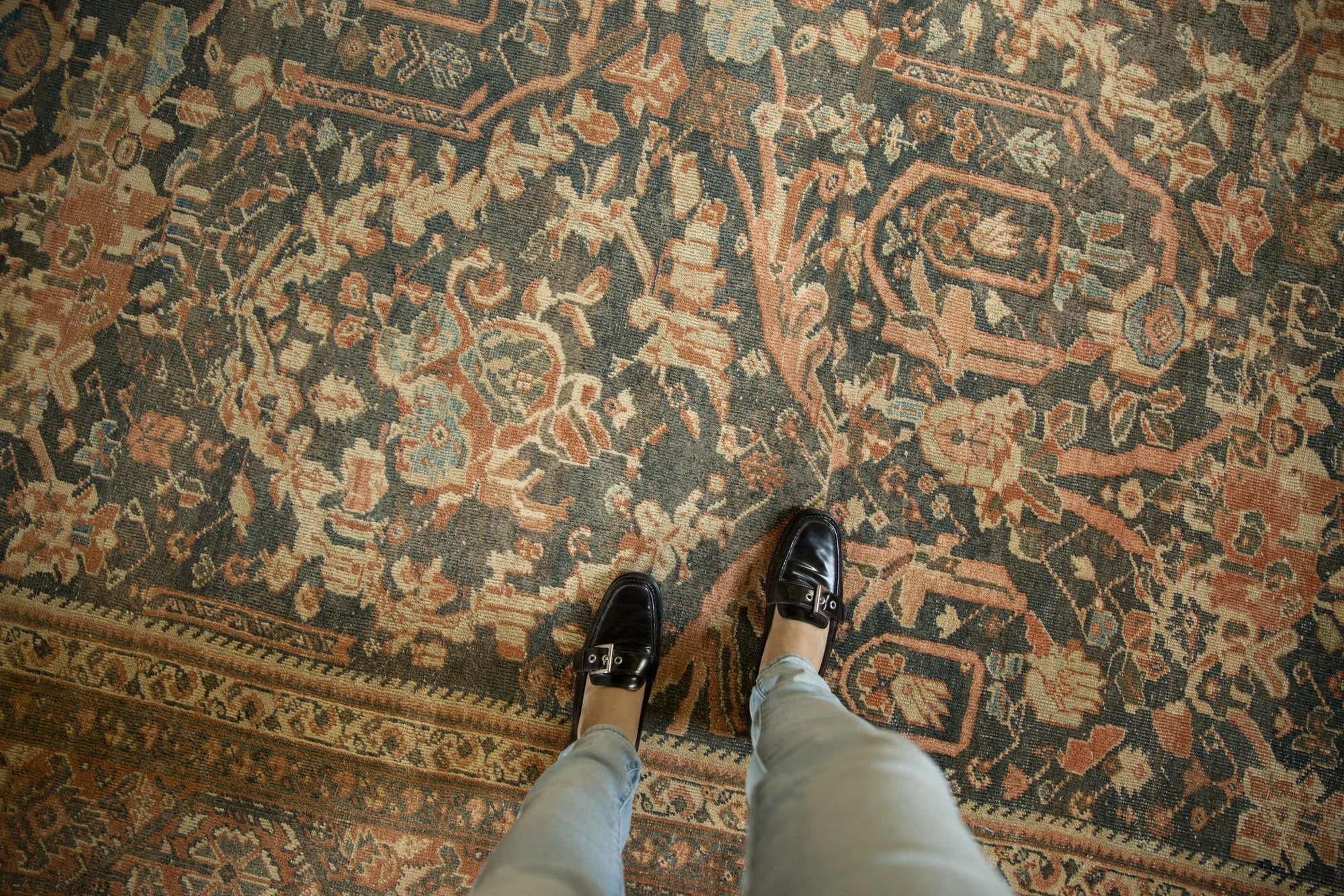 RESERVED 11x15.5 Vintage Distressed Mahal Carpet