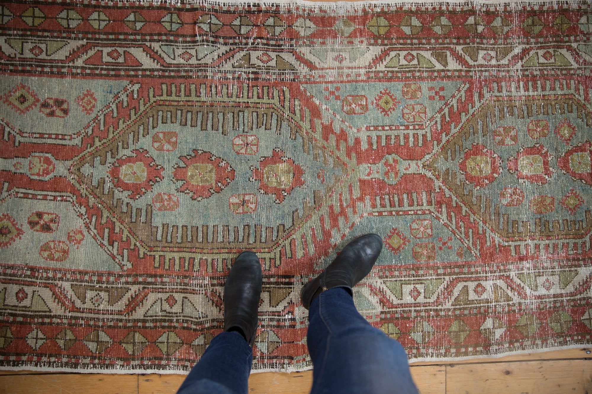 3.5x11 Vintage Distressed Heriz Rug Runner by Old New House® - product image 2 for Resin Society