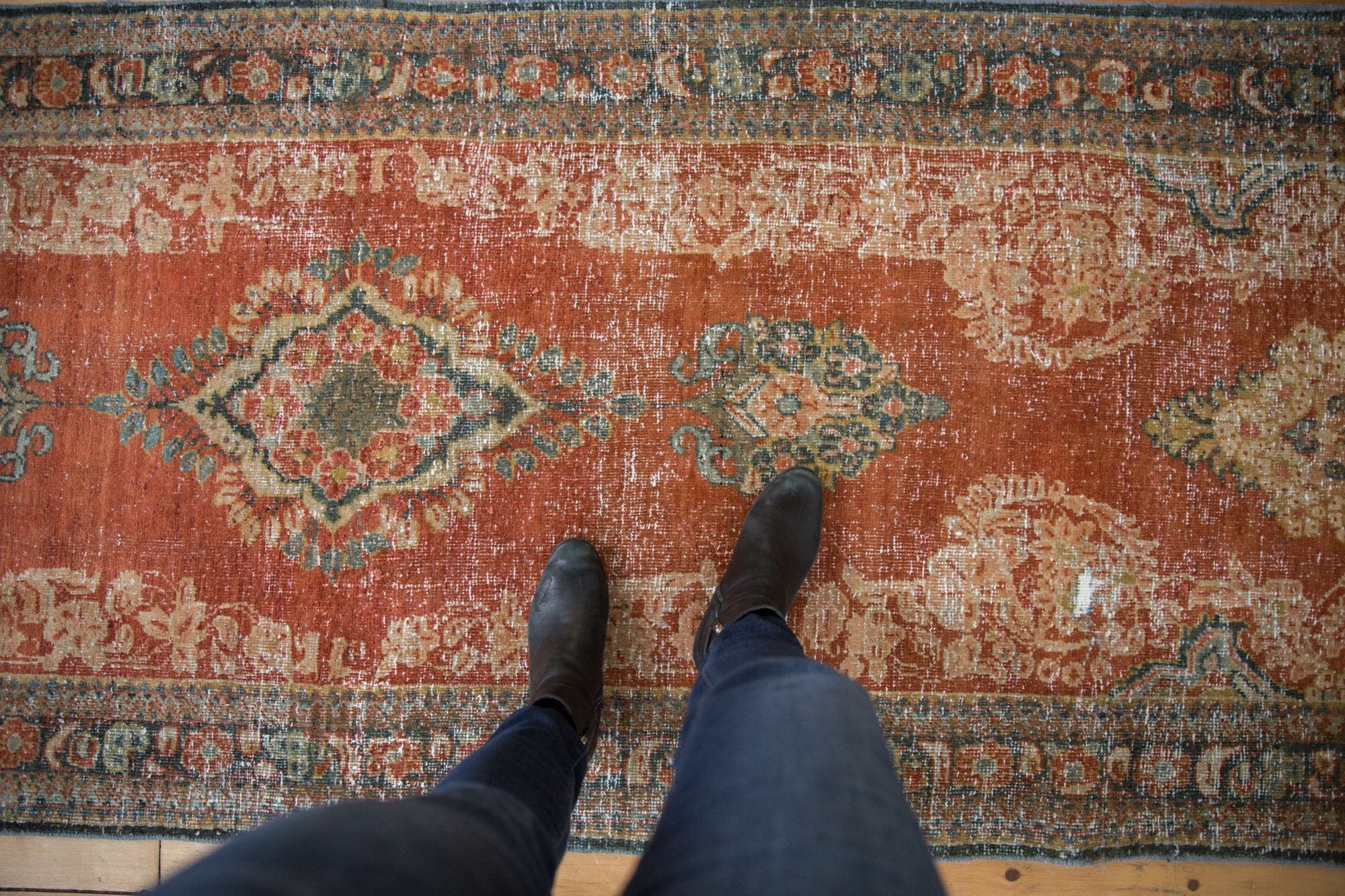 3.5x11.5 Vintage Distressed Mahal Rug Runner by Old New House® - product image 2 for Resin Society