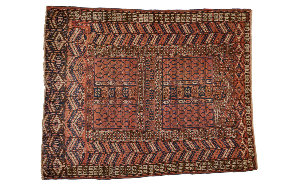 4x5 Antique Turkmen Square Rug by Old New House® - main product image for Resin Society