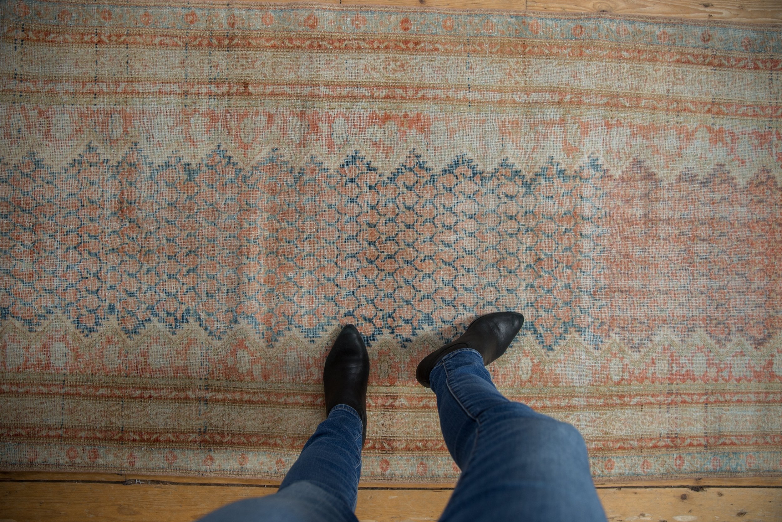 3.5x13.5 Vintage Fine Distressed Mahal Rug Runner by Old New House® - product image 2 for Resin Society