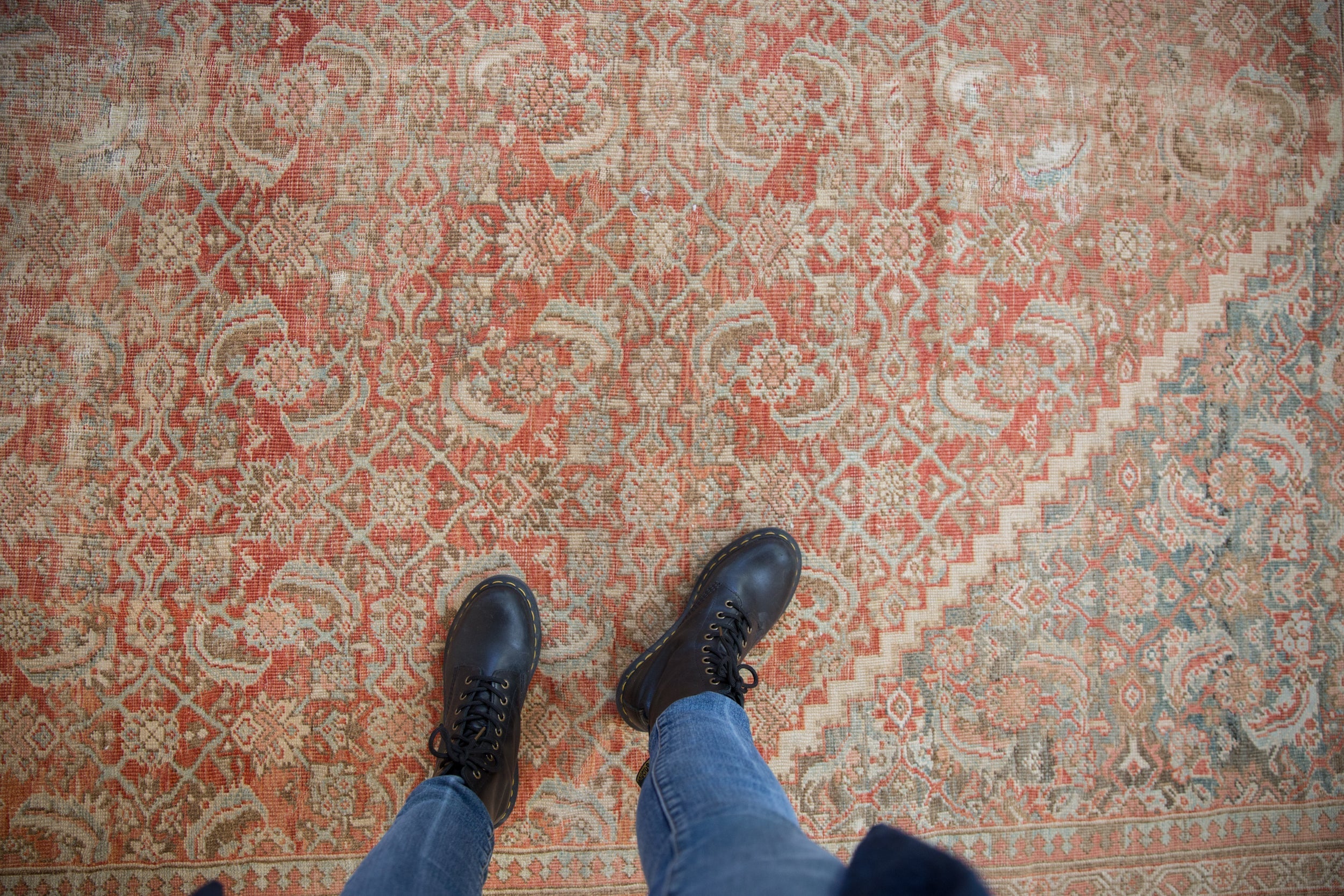 10.5x13 Vintage Distressed Mahal Carpet by Old New House® - product image 2 for Resin Society