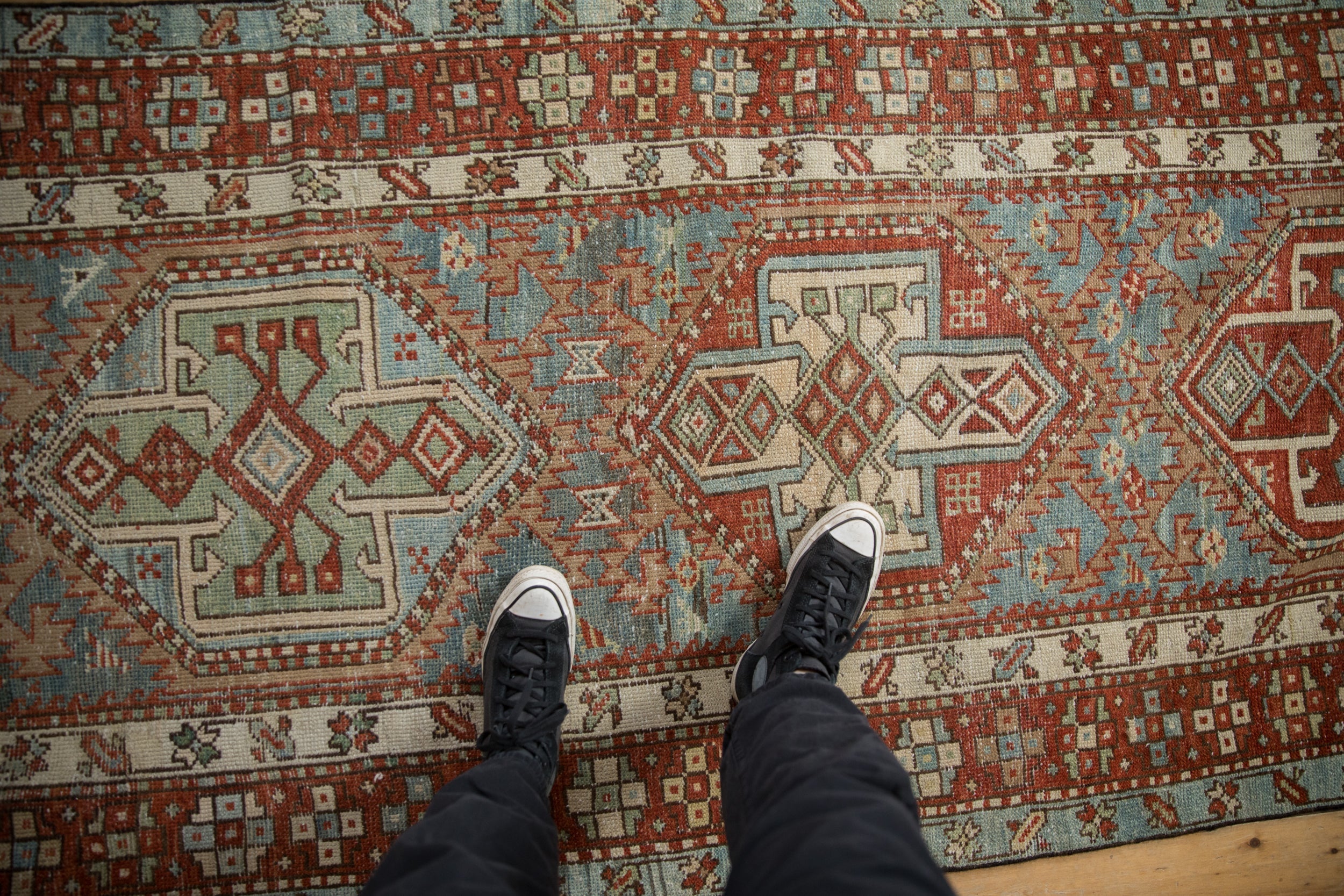 3.5x12.5 Vintage Distressed Karaja Rug Runner by Old New House® - product image 2 for Resin Society