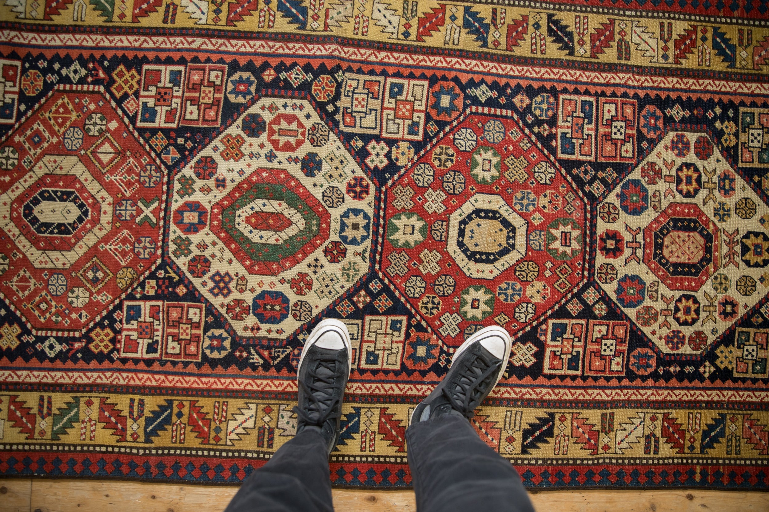 3.5x9.5 Antique Kazak Rug Runner by Old New House® - product image 2 for Resin Society