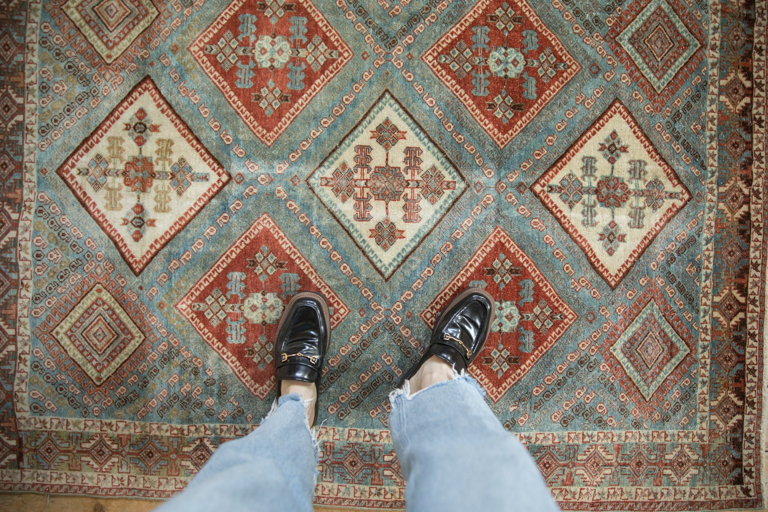 4x5.5 Vintage Distressed Afshar Rug by Old New House® - product image 2 for Resin Society