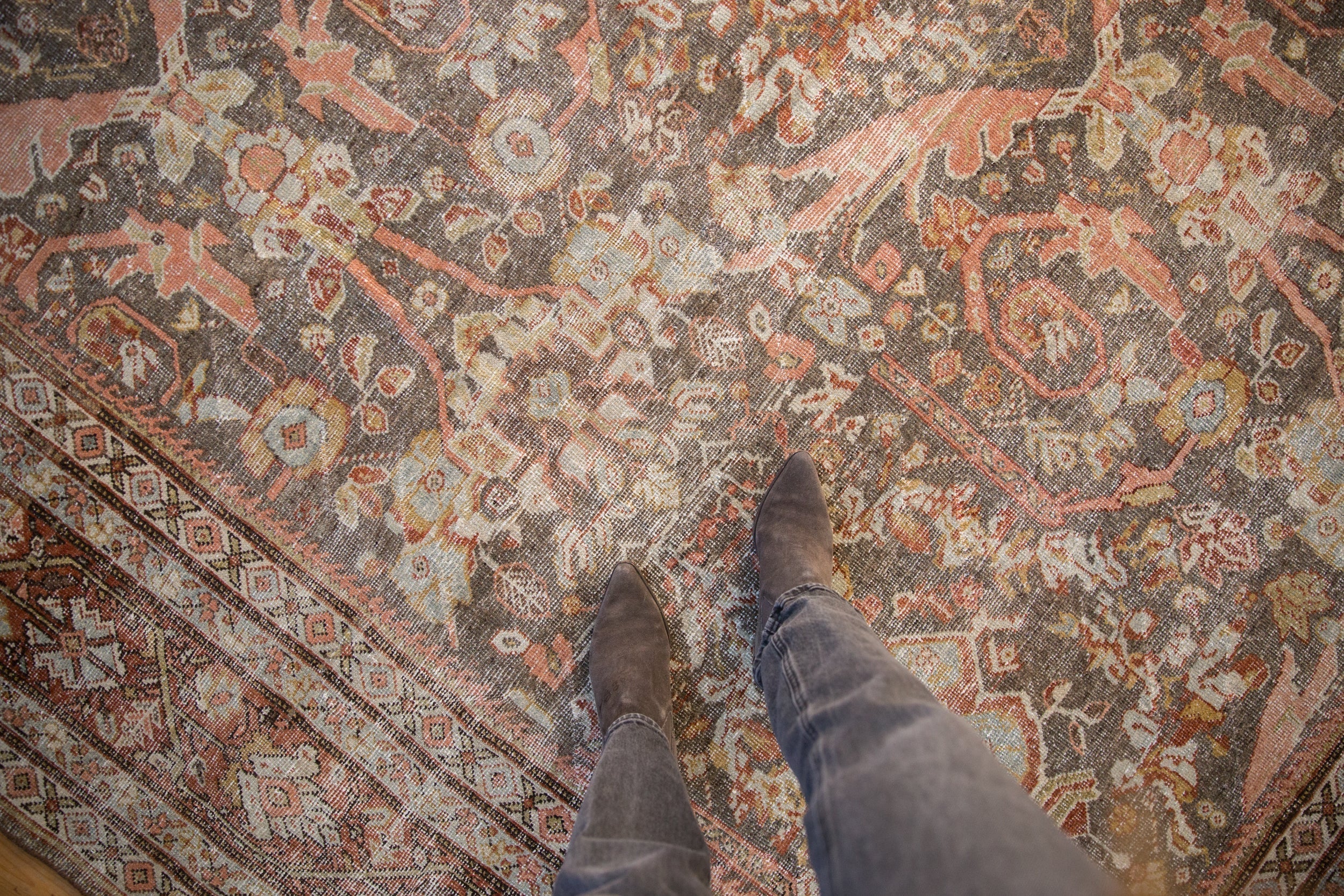 10.5x14.5 Vintage Distressed Mahal Carpet by Old New House® - product image 2 for Resin Society