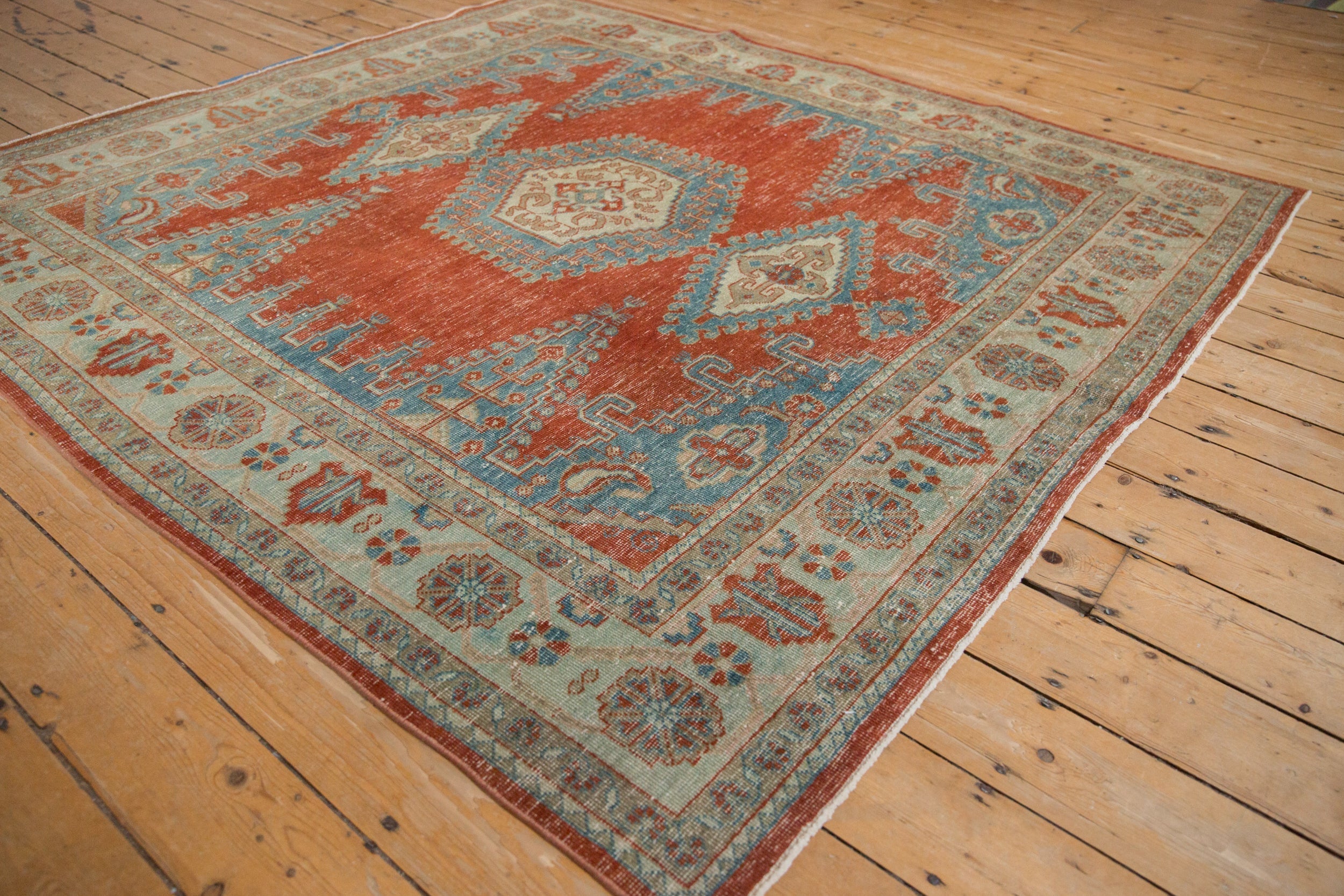 6.5x7 Vintage Distressed Veece Square Carpet by Old New House® - product image 3 for Resin Society