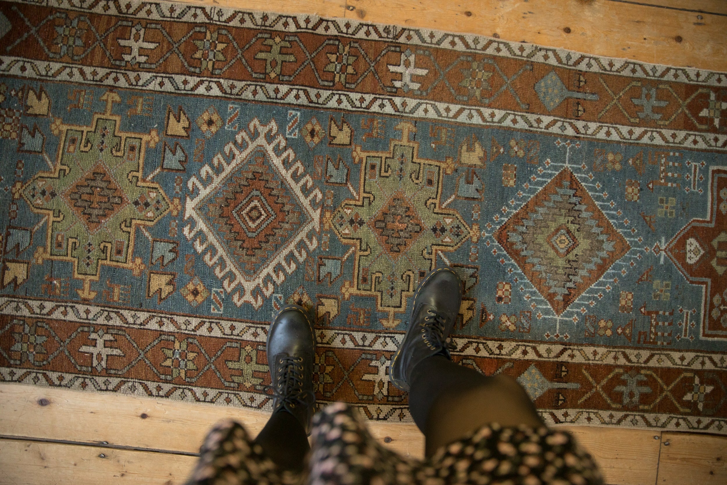 3x14.5 Vintage Distressed Karaja Rug Runner by Old New House® - product image 2 for Resin Society