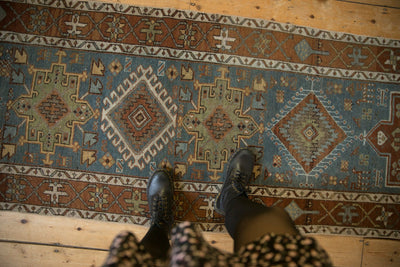 3x14.5 Vintage Distressed Karaja Rug Runner by Old New House® - product image 2 for Resin Society