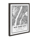 Sylvie New York City Map Framed Canvas artwork by Jake Goossen showing detailed New York cityscape in black frame