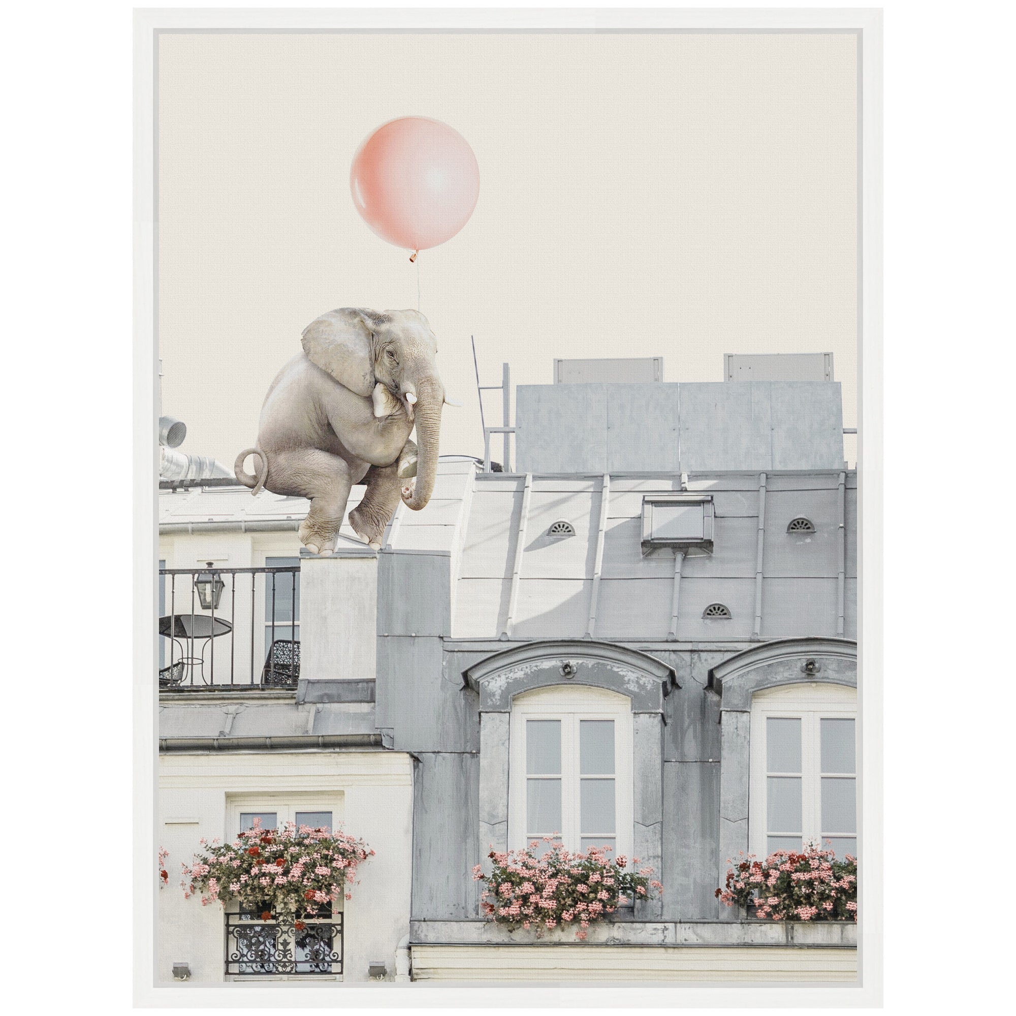 Sylvie Elephant in Paris Framed Canvas by July Art Prints