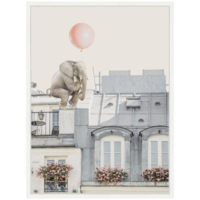 Sylvie Elephant in Paris Framed Canvas by July Art Prints