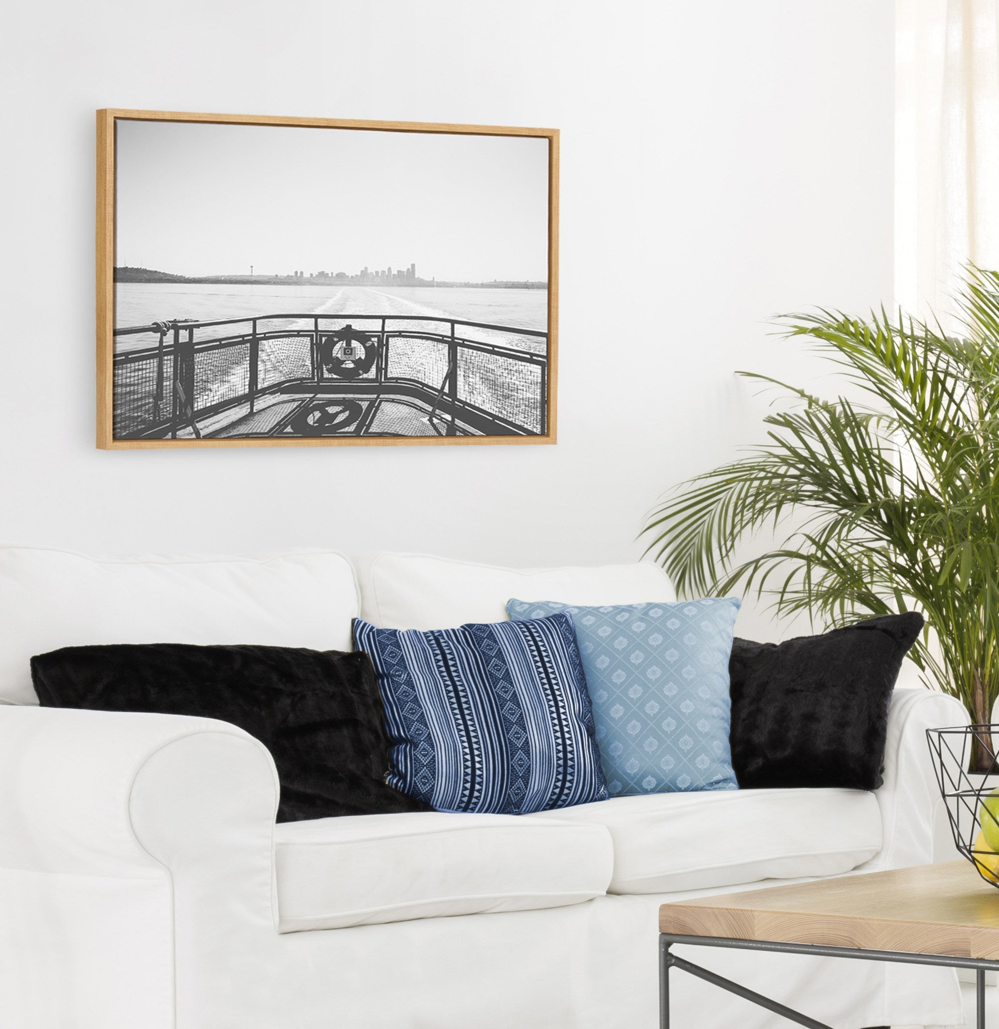 Sylvie Morning Ferry Framed Canvas by kateandlaurel - product image 6 for Resin Society