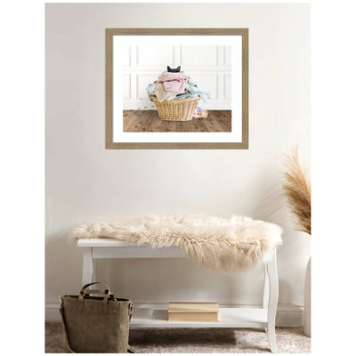 Framed Art Cat in a Basket Traditional Laundry by Amy Peterson