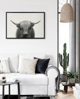 Sylvie Hey Dude Highland Cow Framed Linen Canvas
