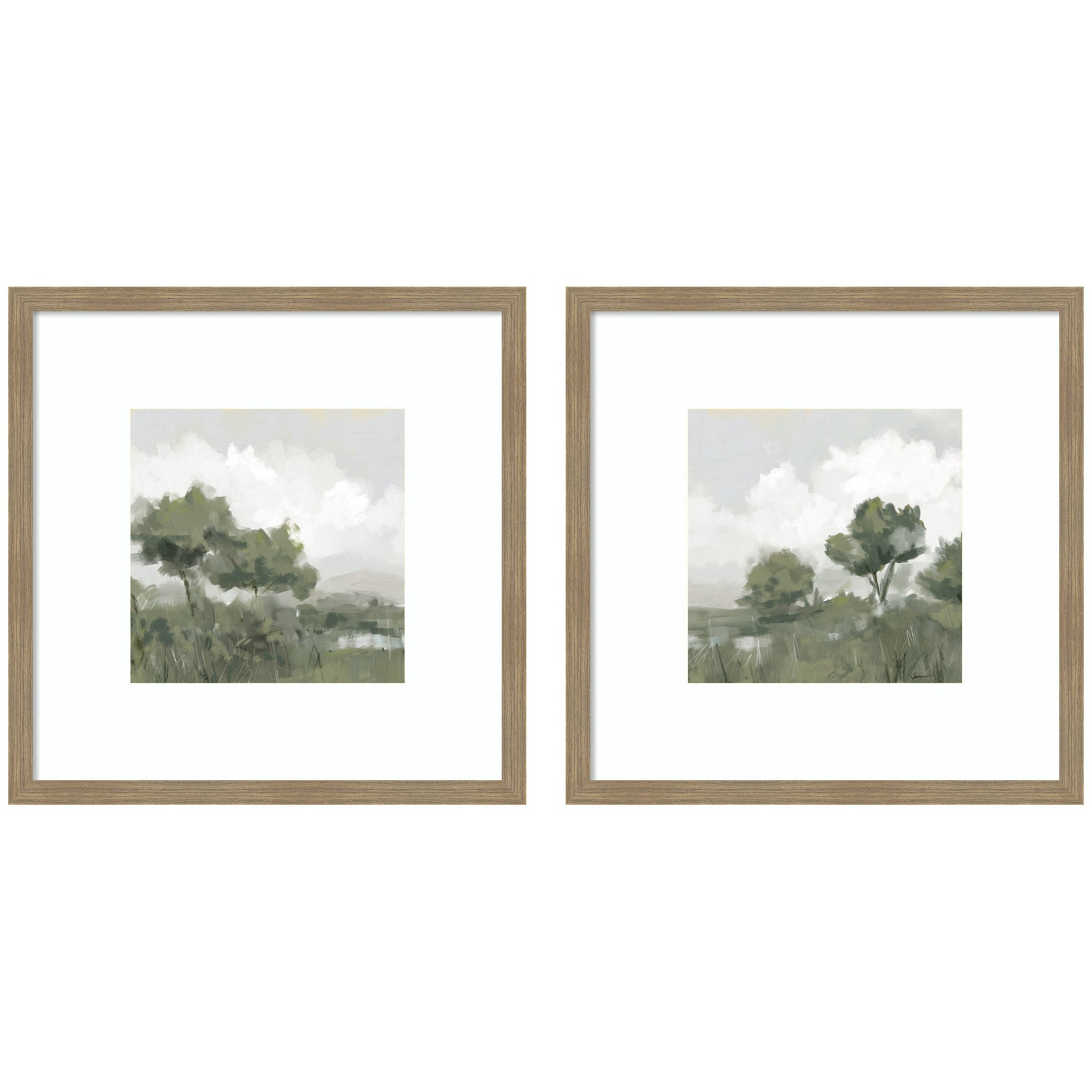 Shades of Olive No.
1 & No.
2 2 Piece Framed Wall Art Print Set by Mary Sparrow displayed on a wall