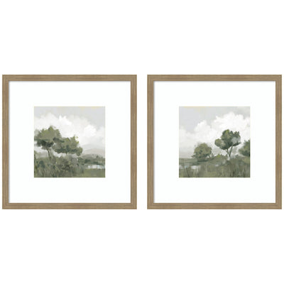 Shades of Olive No.
1 & No.
2 2 Piece Framed Wall Art Print Set by Mary Sparrow displayed on a wall