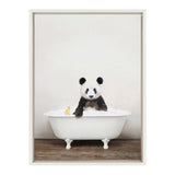 Sylvie Panda Waving in Rustic Bath Framed Canvas by kateandlaurel - product image 8 for Resin Society
