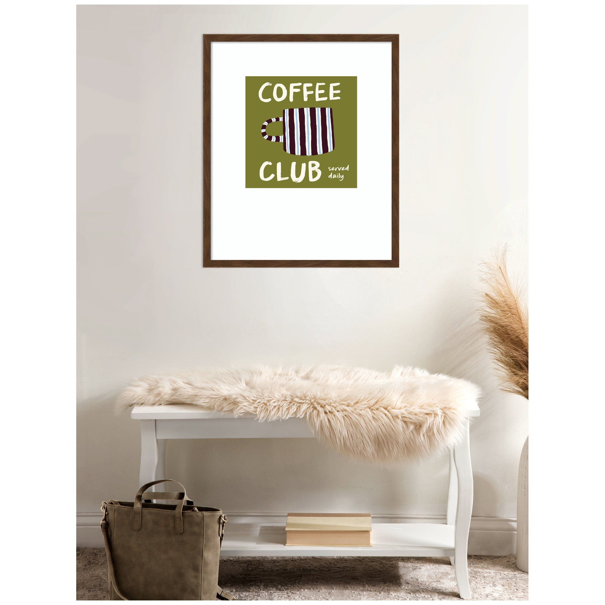 Coffee Club Kitchen Sage Green by Lucky Guava Framed Wall Art Print