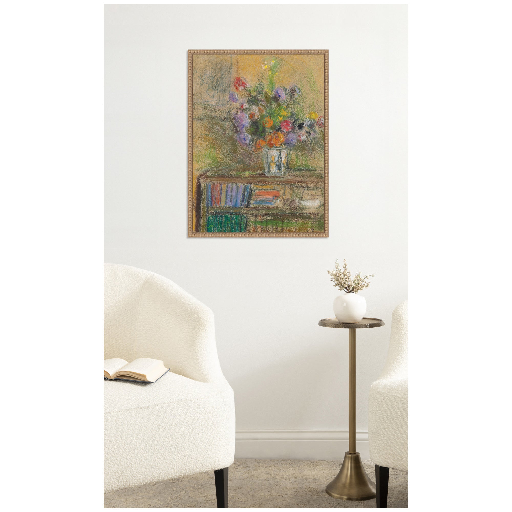 Nature morte au vase de fleurs circa 1932 Edouard Vuillard by Nostalgia Prints Framed Canvas Wall Art Print