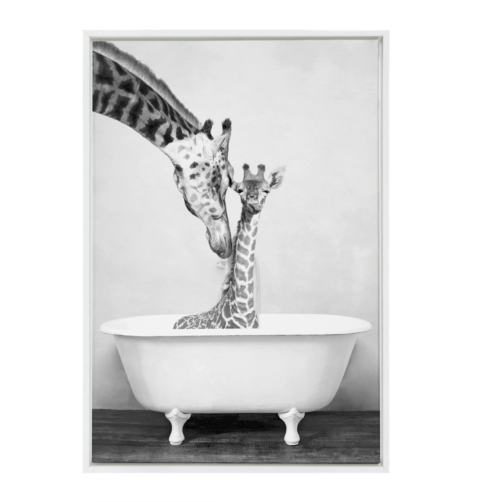 Sylvie Giraffe In Tub Framed Canvas by kateandlaurel - main product image for Resin Society