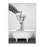 Sylvie Giraffe In Tub Framed Canvas by kateandlaurel - main product image for Resin Society