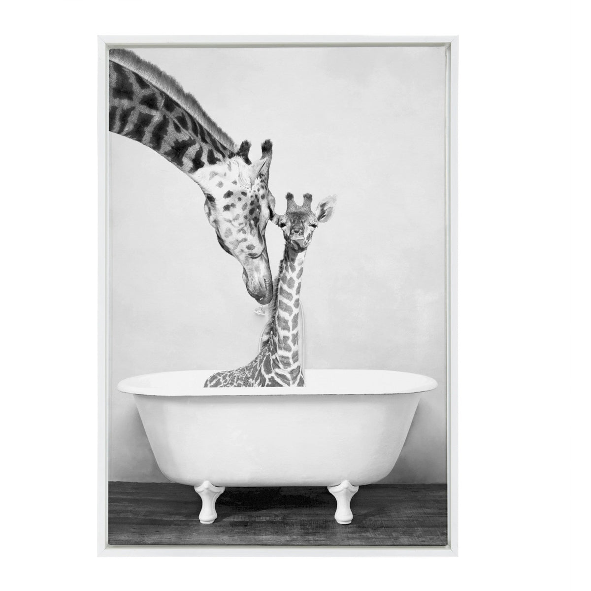 Sylvie Giraffe In Tub Framed Canvas by kateandlaurel - main product image for Resin Society