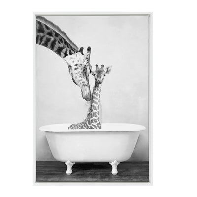 Sylvie Giraffe In Tub Framed Canvas by kateandlaurel - main product image for Resin Society